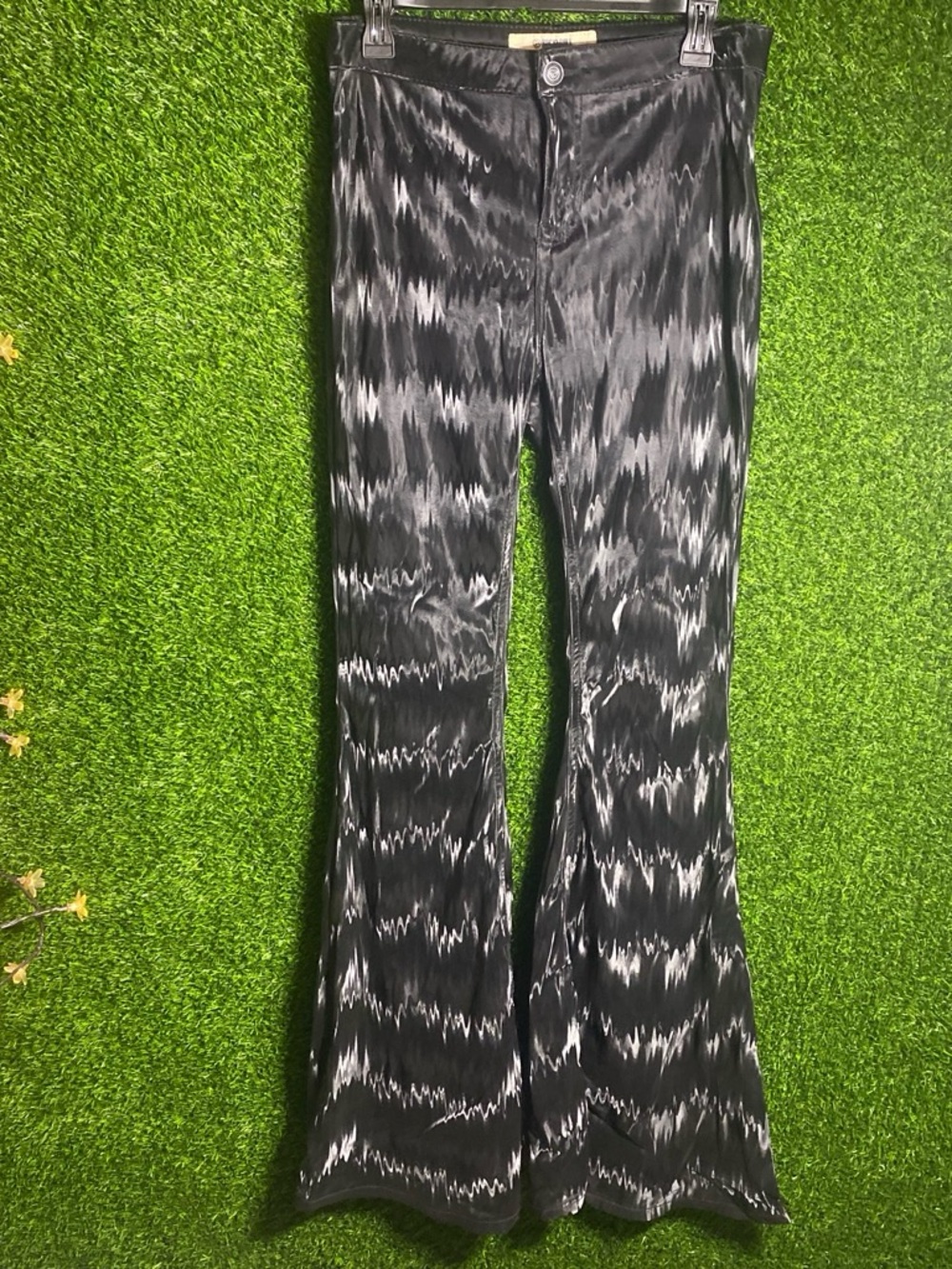 Black & Gray Patterned Flare Pants